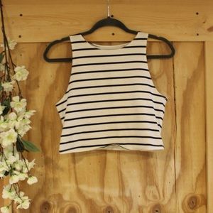 Black and white striped crop top